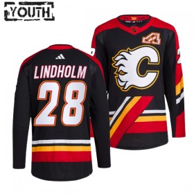 Calgary Flames Elias Lindholm 28 Adidas 2022-23 Reverse Retro 2.0 Schwarz Trikot Authentic - Kinder